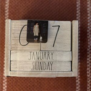 Rae Dunn Perpetual Calendar - White Distressed Wooden Blocks
